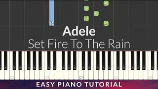 Adele - Set Fire to the Rain EASY Piano Tutorial + Lyrics