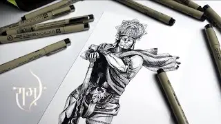 Lord Hanuman Drawing using Pens ✍🏻 ||