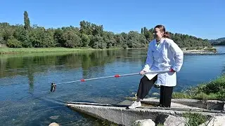 Stainless steel pendulum cup for telescopic rod - Sampler for basins, tanks and open waters