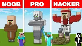 Minecraft NOOB vs PRO vs HACKER: VILLAGER STATUE HOUSE BUILD CHALLENGE in Minecraft Animation