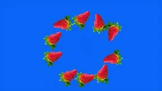Rotating strawberry green screen/animation strawberry on green screen