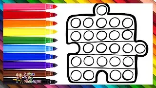 Draw and Color a Puzzle Piece POP IT 🧩🔴🟠🟡🟢🔵🟣🌈 Drawings for Kids