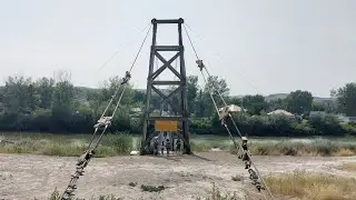 Crossing the Star Mine Suspension Bridge