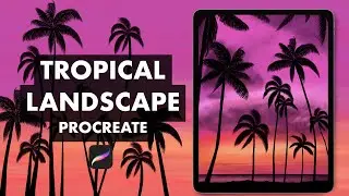 Tropical Landscape Painting in Procreate (#Shorts)