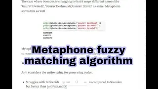 Metaphone fuzzy matching algorithm