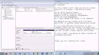 Creating Partition in windows 7