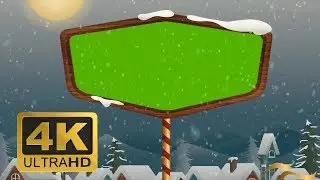 Cartoon Billboard with Snow Effects - Green Screen Animation 4K Free