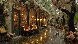 Rainy Bookstore Café in the Cozy Spring Rain 🌧️ Soft Jazz with Warm Lights for Focus & Deep Relax ☕
