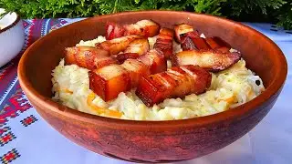 🇺🇦🥬ЗАСИПАНА КАПУСТА З ШКВАРОЧКАМИ. СМАЧНА УКРАЇНСЬКА СТАРОВИННА СТРАВА.🥬🇺🇦
