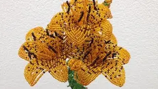 BEADED TIGER LILY. TUTORIAL: Beaded LILY. Part 2/3. BEADING for BEGINNERS