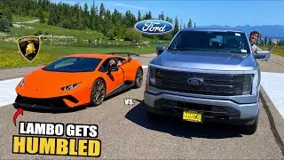 Lamborghini Huracan vs. Ford Lightning Electric EV Pickup Drag Race!
