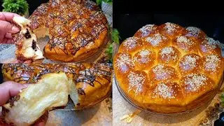 بريوش الشهدة/خلية النحل مفشفش وخفيف بحال القطن بحشوة الشكلاطة بدون دلك بدون بيض وبدون زبدة