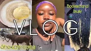 Vlogtober Ep8: My daughter's first time seeing cows| Braiding a client| Content day| Hlu Lanie