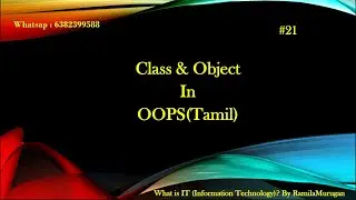 What is Class & Objects in OOPS in Tamil | What is IT?by RamilaMurugan | Crack IT interviews