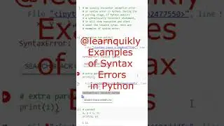 Examples of Syntax Error in Python 