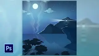Draw Flat Landscape Design (Photoshop Speed Art)