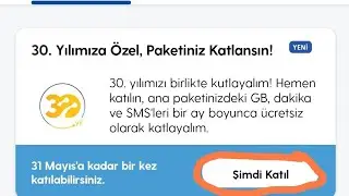 Turkcell 30. Yıl Hediye İnternet, Dakika Ve SMS Kampanyası