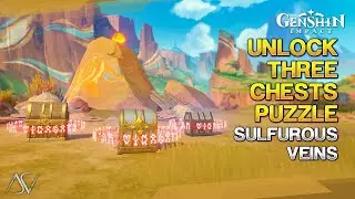Unlock Three Chests Puzzle Location - Sulfurous Veins | Genshin Impact