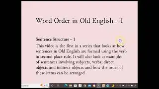Word Order in Old English - 1