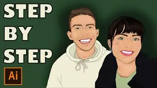 Step by Step Illustrator Tutorial. Detailed portrait in Adobe Illustrator