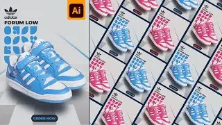 Illustrator CC Tutorial | Graphic Design |  Adidas Shoe Poster Design 👟🔥
