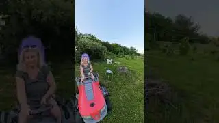Insta360 x4 riding on a lawn mower demo.