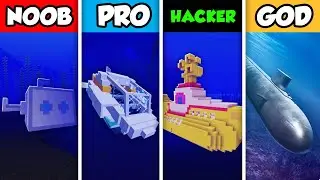 Minecraft NOOB vs. PRO vs. HACKER vs GOD : UNDERWATER SUBMARINE BUILD CHALLENGE in Minecraft!