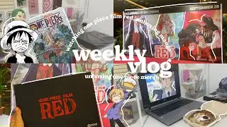 weekly vlog || watching one piece film red, unboxing one piece merch + manga