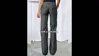 【Flamingals】Solid Flap Pocket Button Up Mid Rise Straight Leg Pants