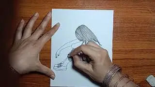How to Draw a Sad modern Girl Drawing step by step