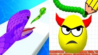 Snake Run Race 3D vs Draw To Smash - Satisfying ASMR Gameplay All Levels