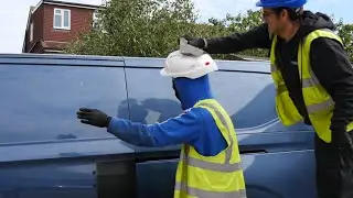 Robin T. Leaf gets knocked out of luck by extra heavy duty van security shield!