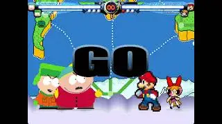 mugen cartman and kyle vs super better mario and blossom