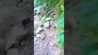 Спуск с горы после водопада реки Курджипс завершён. Поселок Мезмай