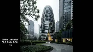 Stable Diffusion Architectural Visualization CFG Scale Experiment