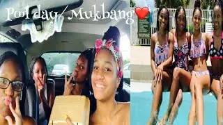Pool vlog/mukbang 💛.