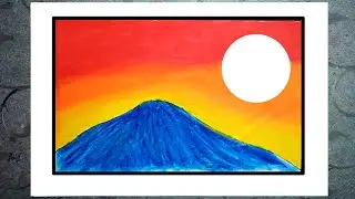HOW TO DRAW SUNSET MOUNTAIN | SUNSET DRAWING | DRAWING SUNSET SCENERY, MENGGAMBAR PEMANDANGAN SUNSET