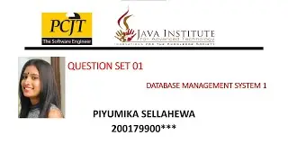 DBMS Question Set 01 | Java Institute | 1st year | Piyumika Sellahewa