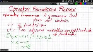 Lecture 13: Compilers: Operator Precedence Parsers