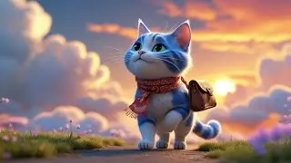 A Day in the Life of a Cute Blue & White Cat | AI Animation | Morning to Night Routine #catlife #ai