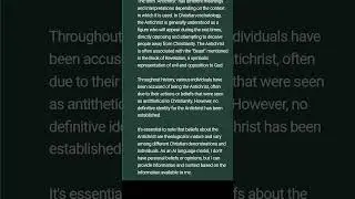 ChatGPT 4.0 - Asking Who The Antichrist is