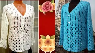 Жакет ажурный крючком.МК Часть5.The jacket's openwork crochet.MK Part5.