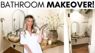 EXTREME BATHROOM MAKEOVER! || MEDITERRANEAN-INSPIRED SMALL BATHROOM TRANSFORMATION START TO FINISH