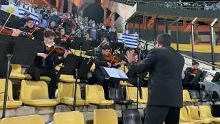 Himno Nacional previo al triunfo de Uruguay ante Ecuador