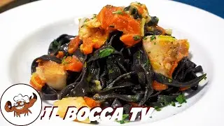 858 - Tagliolini al nero di seppia e sugo di cappone, capodanno da barone! (pasta di pesce sfiziosa)