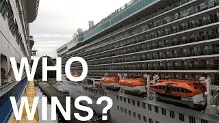Best Cruise Ship Horn Battle - Royal Caribbean vs. P&O Cruises 4K