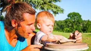 Throwing clay with a 1 year old