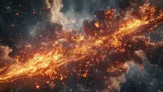 explosion abstract galaxy glowing red and orange particles futuristic cg motion liquid background