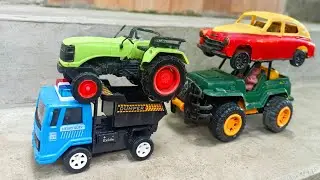 Muddy Truck, Tractor, Taxi, Dumper, Mini Tractor Jump River And Mud Cleaning | Toy Cartoon Video
