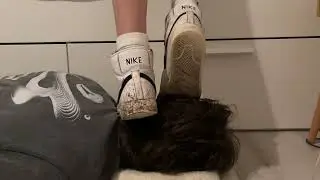 Head trample in dirty nike sneakers